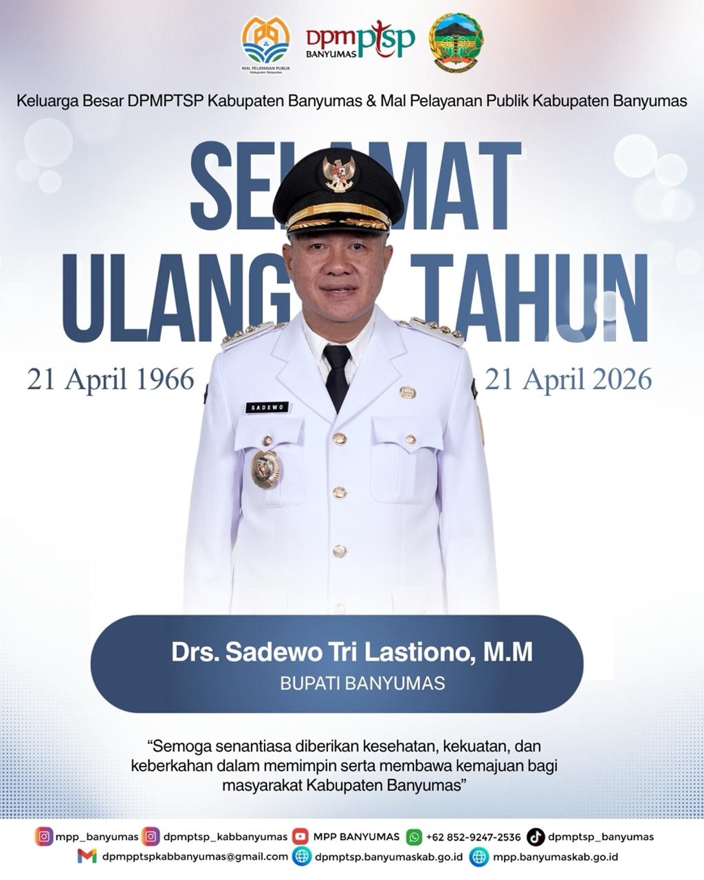 Selamat ulang tahun bapak @sadewo.id “