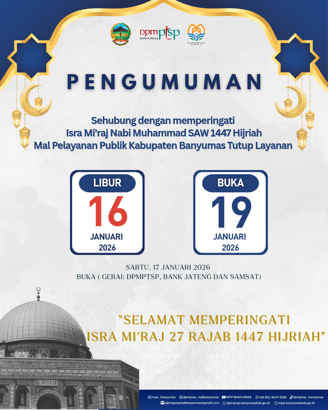 PENGUMUMAN LIBUR DAN CUTI BERSAMA Peringatan Isra Mi’raj