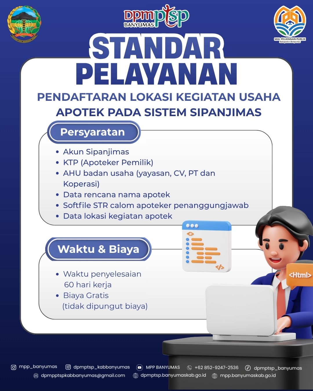 Standar Pelayanan Pendaftaran Lokasi Kegiatan Usaha Apotek di Kabupaten Banyumas
