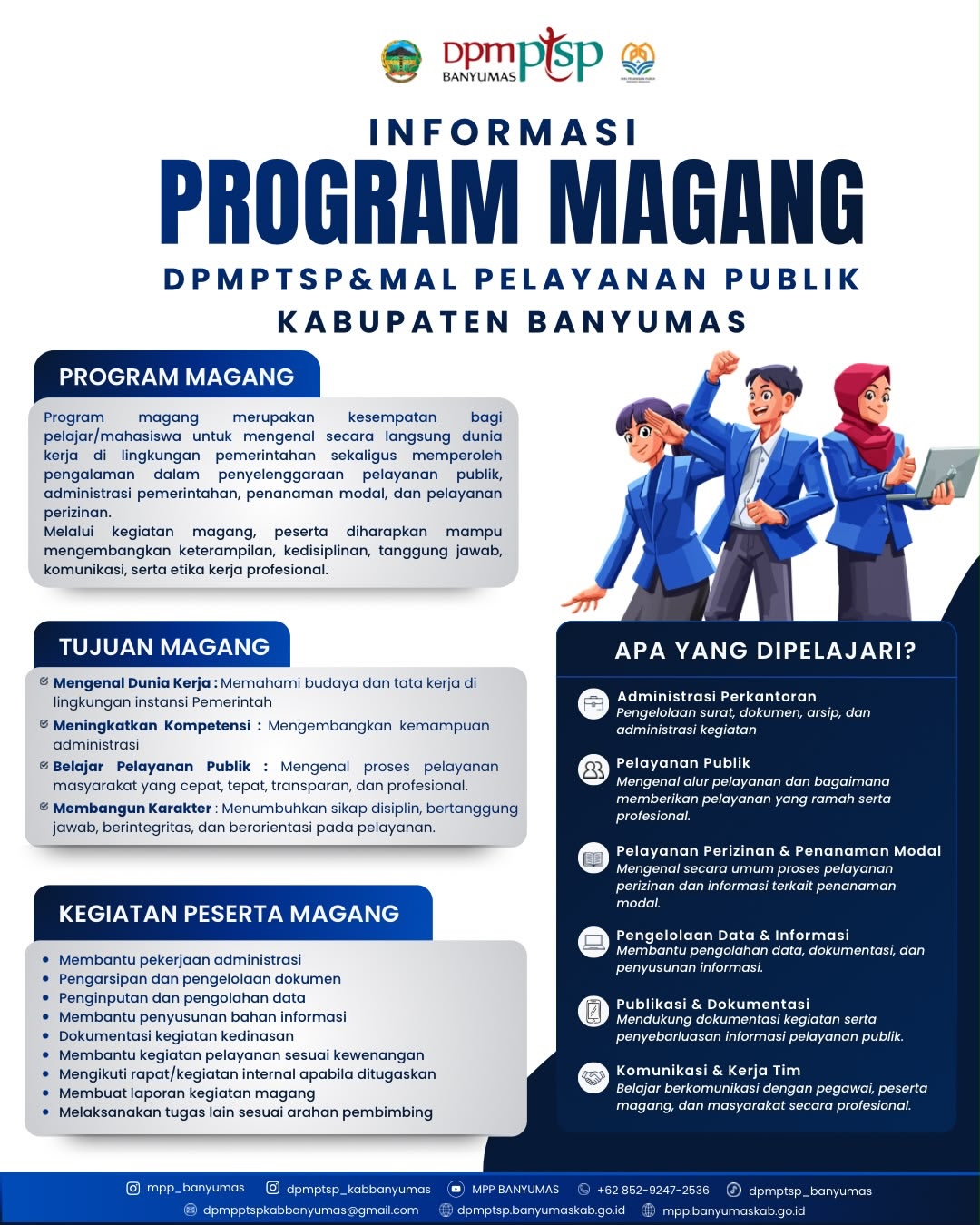 Program Magang di MPP Banyumas dan DPMPTSP Banyumas untuk mahasiswa yang masih aktif